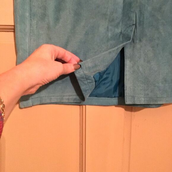 Vintage Global Identity G-III Teal Leather Skirt - Picture 4 of 8